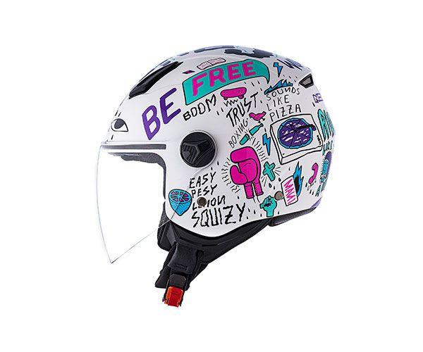 Imagem de Capacete Feminino Norisk Aberto Orion Free Branco e Rosa Brilhante