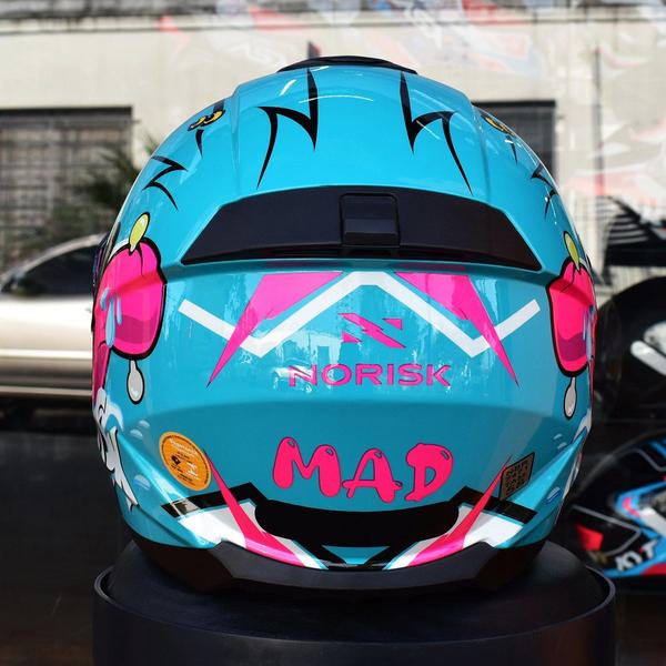 Imagem de Capacete Feminino Norisk Razor Mad Azul Moto Fechado