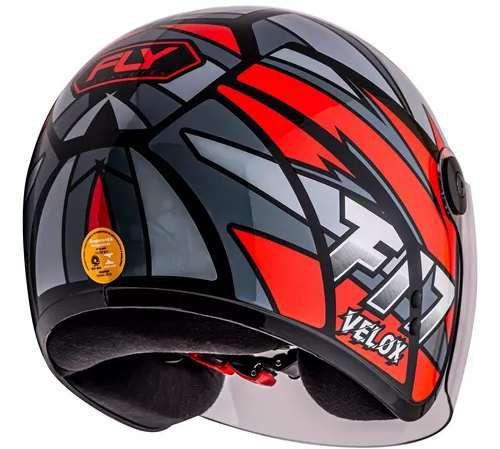 Imagem de Capacete Fly F17 Velox Aberto Preto / Vermelho / Cinza