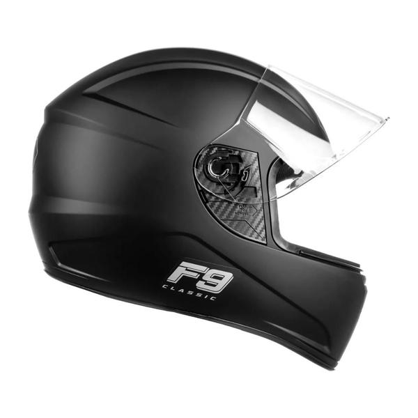 Imagem de Capacete Fly F9 Classic Preto Fosco Mais Adesivo e Viseira Cristal