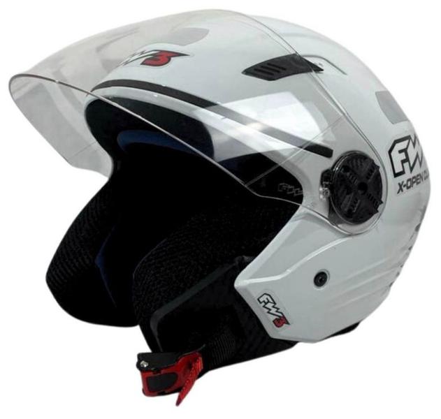 Imagem de Capacete fw3 branco classic liso + viseira fumê qualidade premium top clássico white