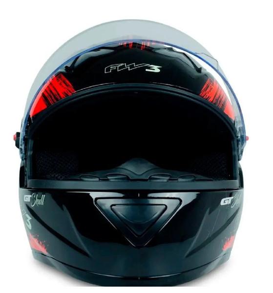 Imagem de Capacete Fw3 Caveira Brilhante 56 + Pinlock Antiembaçante