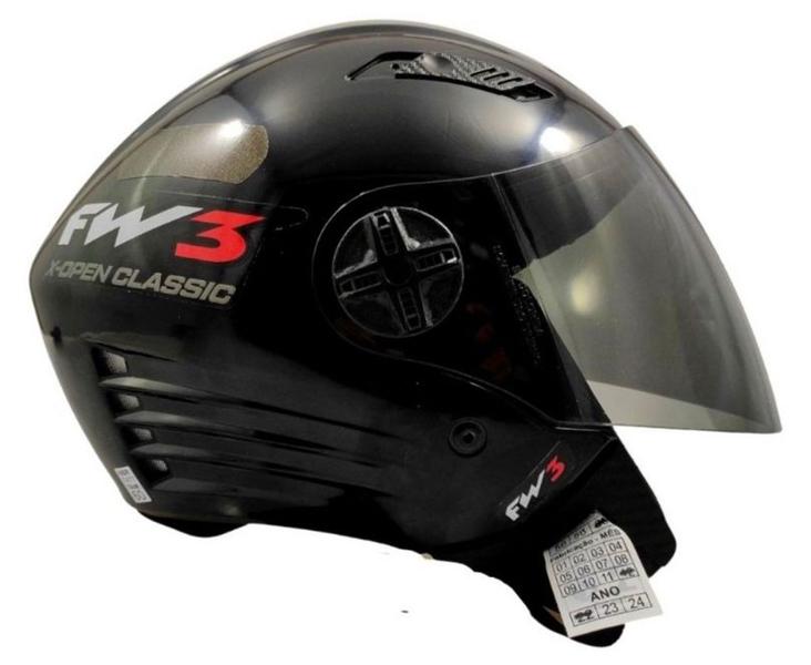 Imagem de Capacete Fw3 Classico PRETO  + Viseira Fumê Blade Top