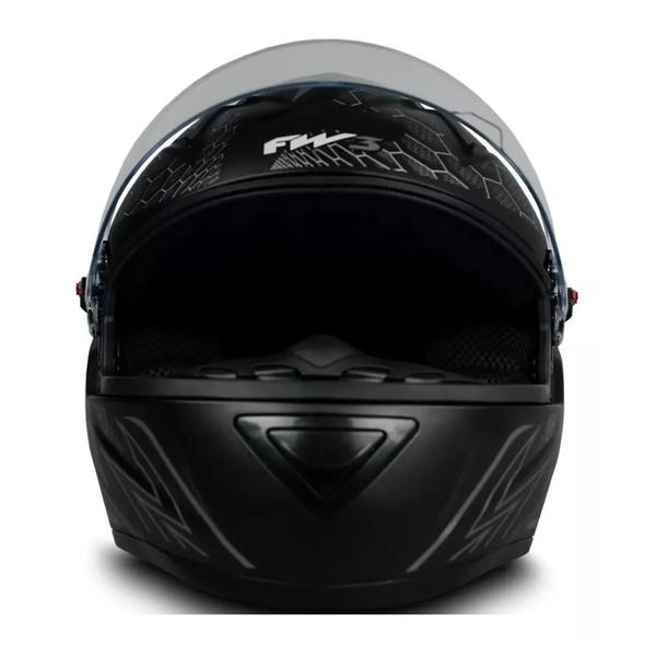 Imagem de Capacete Fw3 Fechado Gt2 Preto Fosco Mais Viseira Cristal 2.2mm