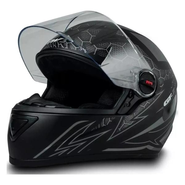 Imagem de Capacete Fw3 Fechado Gt2 Preto Fosco Mais Viseira Cristal 2.2mm