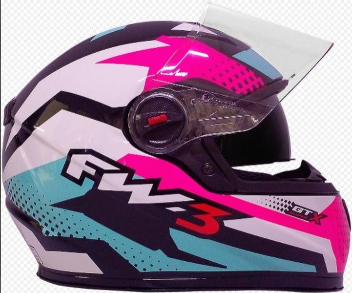 Imagem de Capacete fw3 gtx super azul tifanny com rosa e branco