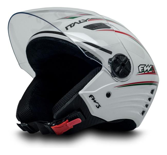 Imagem de Capacete Fw3 Para Moto X Open Branco Italy Tamanho 56