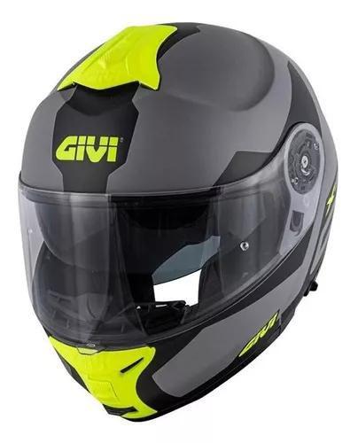 Imagem de Capacete givi x21 spirit escamoteavel cinza preto amarelo fosco