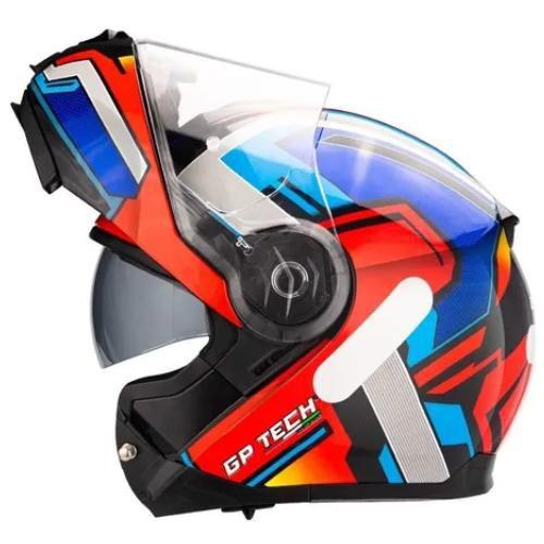 Imagem de Capacete Gp Tech A118 Sv Fusion Articulado Robocop Vermelho com Azul 56