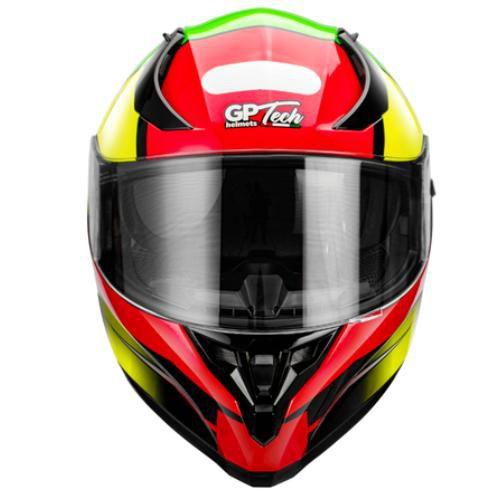 Imagem de Capacete Gp Tech V128 Flag Com Viseira Solar Vermelho Amarelo Verde 58 Brilho