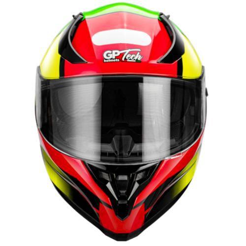 Imagem de Capacete Gp Tech V128 Flag Com Viseira Solar Vermelho Amarelo Verde 61 Brilho