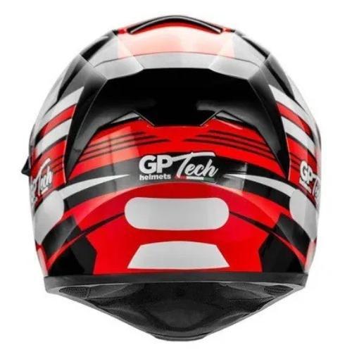 Imagem de Capacete Gp Tech V128 Flag Com Viseira Solar Vermelho Branco 56 Brilho