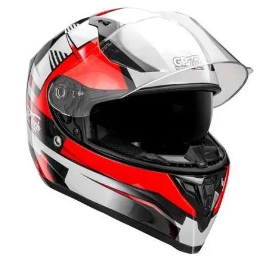 Imagem de Capacete Gp Tech V128 Flag Com Viseira Solar Vermelho Branco 56 Brilho