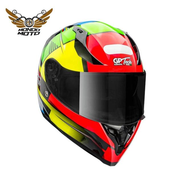 Imagem de Capacete gp tech v128 flag vermelho-amarelo-verde 61