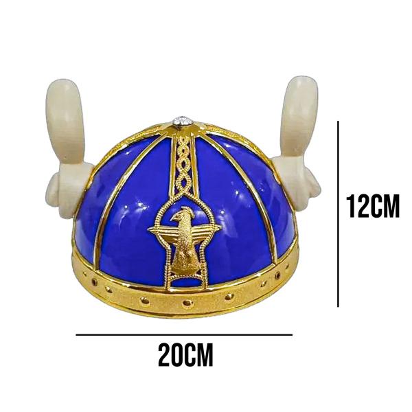 Imagem de Capacete Grego Hermes Azul e Dourado com Asas