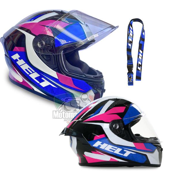 Imagem de Capacete Helt Aero Pink Azul Rosa com viseira camaleão