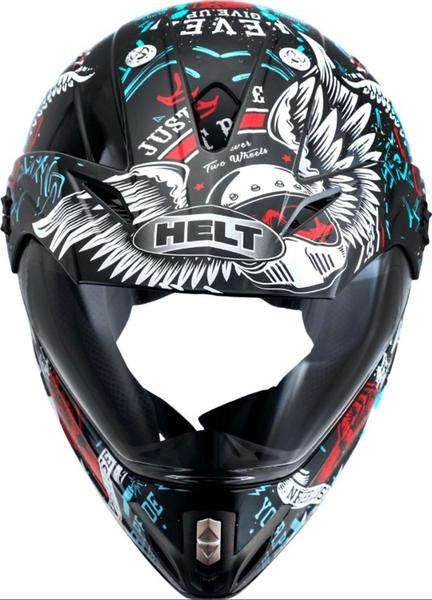 Imagem de capacete helt cross vision angel com viseira original