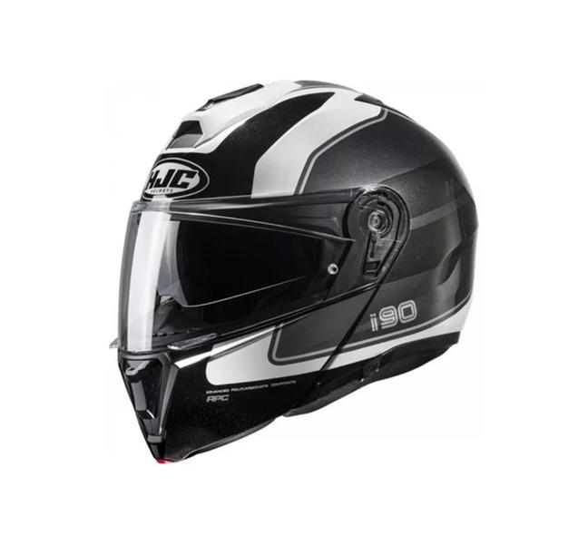 Capacete Hjc I90 Wasco Cinza Branco E Preto 59 Imagem de Capacete Hjc I90 Wasco Cinza Branco E Preto 59
