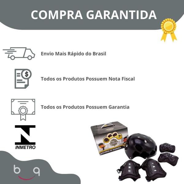 Imagem de Capacete infantil com kit de proteção preto para esportes