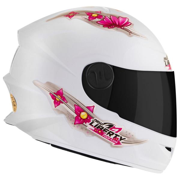 Imagem de Capacete Infantil Feminino Fechado Integral Liberty Four Kids For Girls Viseira Fumê Pro Tork Barato