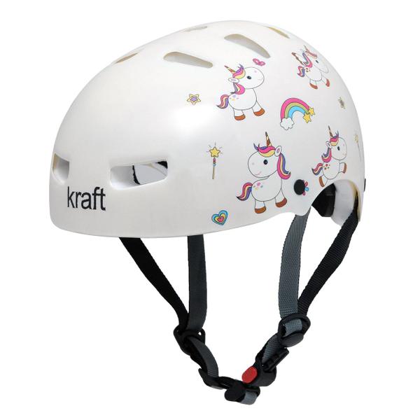 Imagem de Capacete Infantil Kraft Bike Unicórnio Branco NBR16175