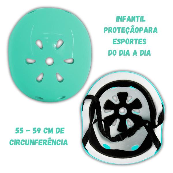 Imagem de Capacete Infantil Para Skate Patins Bike 2 Unidades Proteção 55cm Verde Ciano