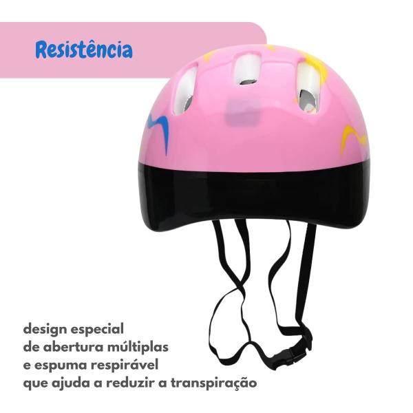 Imagem de Capacete Infantil Rosa Chamas Proteção Bicicleta Zippy Toys