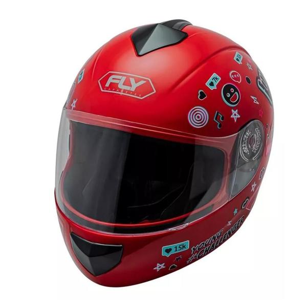 Imagem de Capacete Infantil Vermelho Fly Young Hg Live Kit 2 Unidades