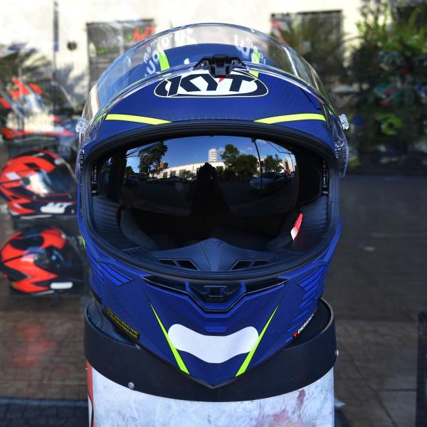 Imagem de Capacete KYT R2R Concept Azul Fosco Esportivo Moto GP Óculos