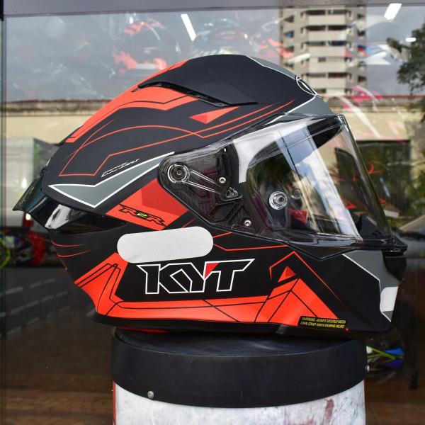 Imagem de Capacete KYT R2R Led Vermelho Preto Esportivo Moto GP Óculos