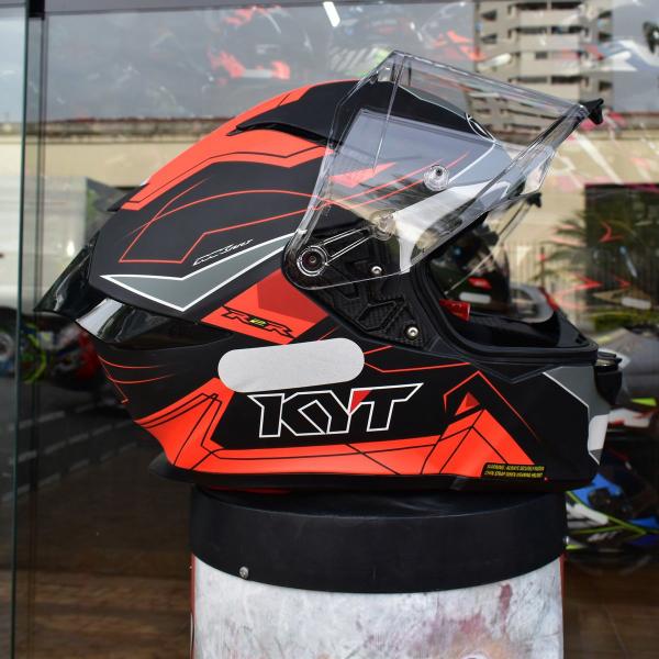 Imagem de Capacete KYT R2R Led Vermelho Preto Esportivo Moto GP Óculos