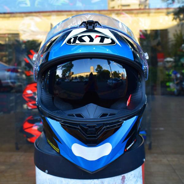 Imagem de Capacete KYT R2R Straight Azul Esportivo Moto GP Óculos