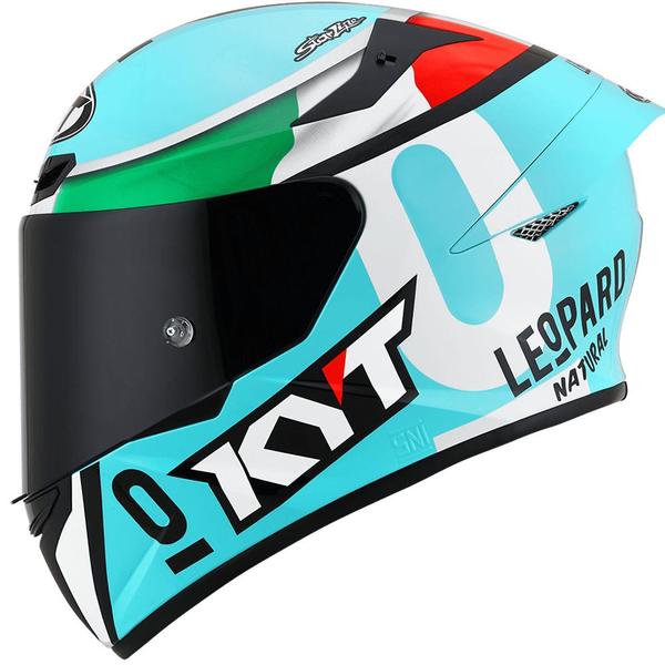 Imagem de Capacete KYT TT Course Dalla Porta Leopardo Azul Mais Viseira Fumê