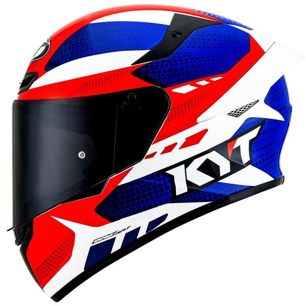 Imagem de Capacete KYT TT Course Gear Azul e Vermelho Mais Viseira Fumê e Spoiler Fumê