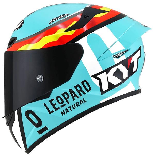 Imagem de Capacete KYT TT Course Jaume Masia Leopardo Azul Mais Viseira Fumê e Spoiler Fumê