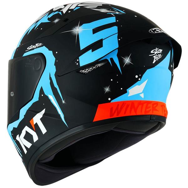 Imagem de Capacete KYT TT Course Masia Winter Test Preto e Azul Brilhante Mais Viseira Camaleão