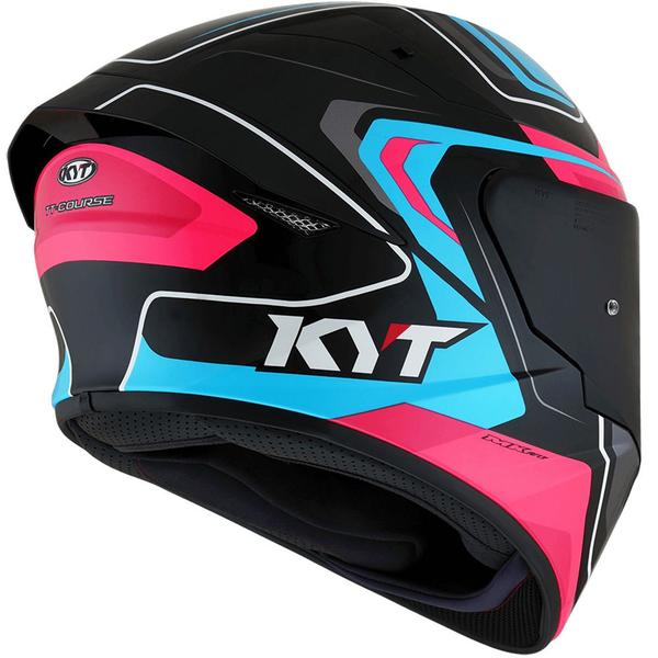 Imagem de Capacete KYT TT Course Overtech Preto Azul e Rosa Mais Viseira Fumê