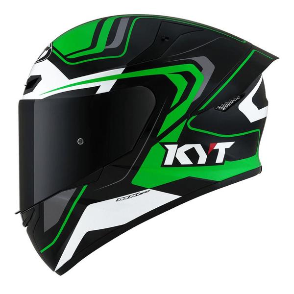 Imagem de Capacete KYT TT Course Overtech Preto e Verde Mais Viseira Fumê