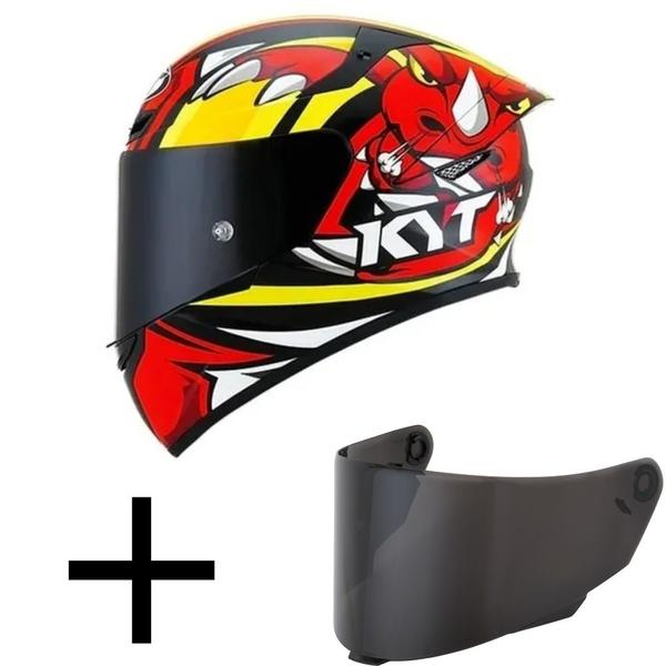 Imagem de Capacete KYT TT Course Rhino Preto e Vermelho Mais Viseira Fumê