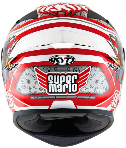 Imagem de Capacete KYT TT Course Super Mario Branco e Vermelho Mais Viseira Fumê e Spoiler Fumê