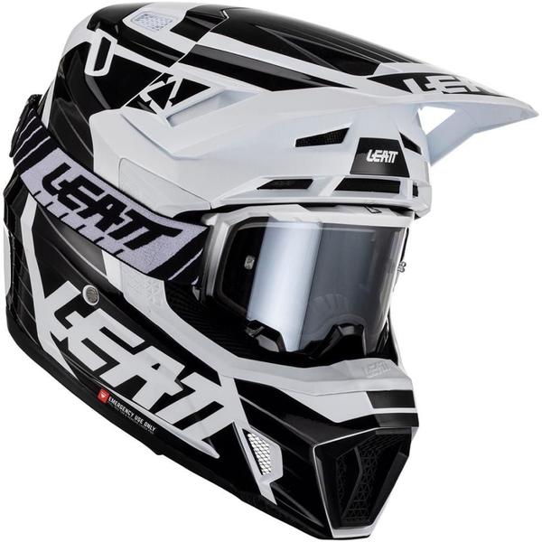 Imagem de Capacete Leatt 7.5 Branco/Preto + Oculos Leatt Velocity 4.5 Branco/Prata Iriz