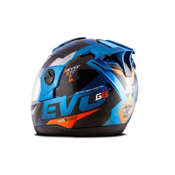 Imagem de Capacete Liberty Evolution 788 G8 Evo Azul e Laranja Brilhante TAM.58 Pro Tork CAP-718AZLR