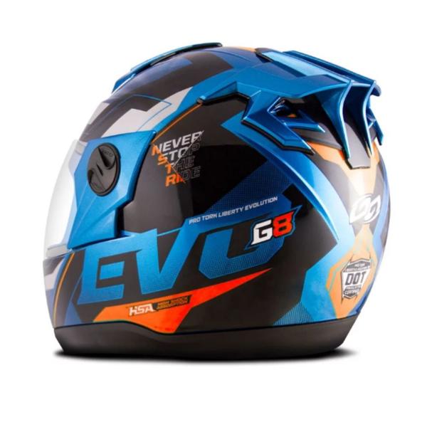 Imagem de Capacete Liberty Evolution 788 G8 Evo Azul Laranja Tamanho 56 CAP-717AZLR - Pro Tork