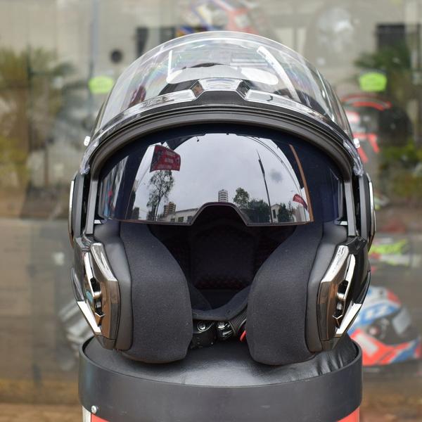 Imagem de Capacete ls2 Advant FF906 Jeans Prata Escamoteável Robocop