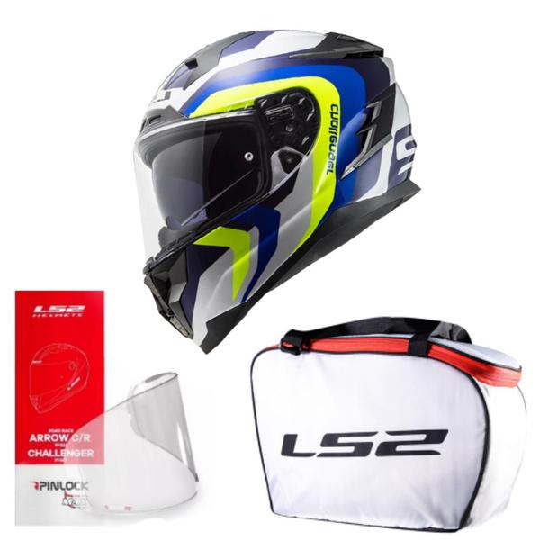 Imagem de Capacete Ls2 FF327 Challenger Galactic Branco Amarelo E Azul