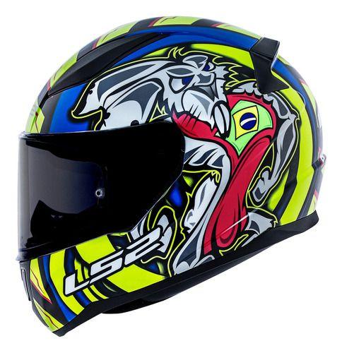 Imagem de Capacete Ls2 Ff353 Alex Barros Azul Amarelo Colorido