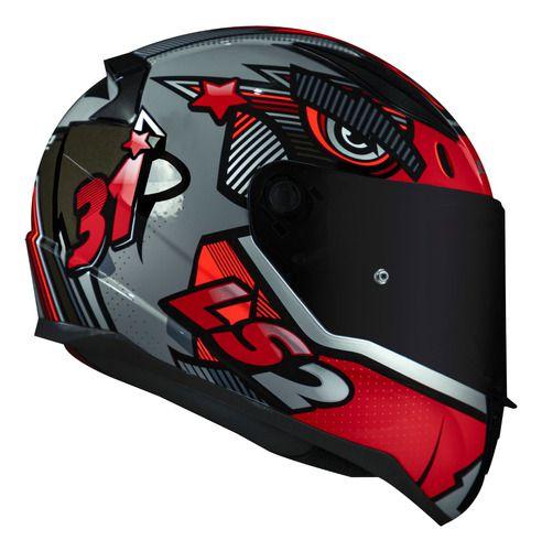 Imagem de Capacete Ls2 Ff353 Khan Cinza Vermelho Brilho