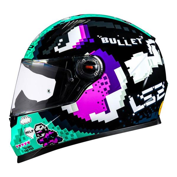 Imagem de Capacete LS2 FF358 Bullet Preto e Azul Brilhante Masculino e Feminino Fechado