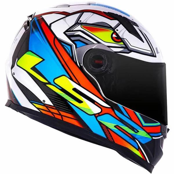 Imagem de Capacete LS2 FF358 XDRON Branco Azul Laranja Fluo