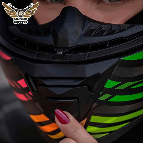 Imagem de Capacete LS2 FF800 Storm Power Rainbow Preto Fosco N60 - Feminino - Visor solar - Bicomposto - Motoqueiro - Motociclistico 